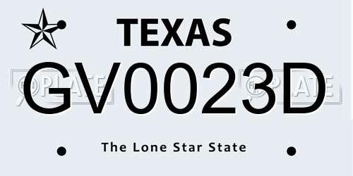 GV0023D Texas License Plate