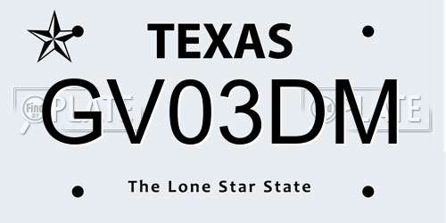 GV03DM Texas License Plate