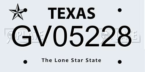 GV05228 Texas License Plate