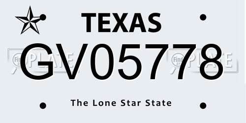 GV05778 Texas License Plate