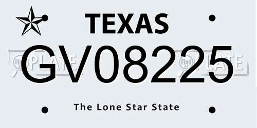 GV08225 Texas License Plate