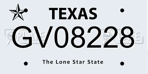 GV08228 Texas License Plate
