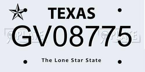 GV08775 Texas License Plate