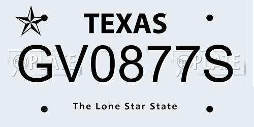 GV0877S Texas License Plate