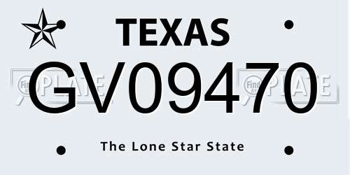 GV09470 Texas License Plate