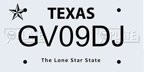 GV09DJ Texas License Plate