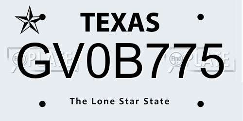 GV0B775 Texas License Plate