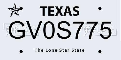 GV0S775 Texas License Plate