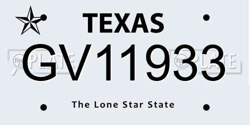 GV11933 Texas License Plate