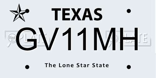 GV11MH Texas License Plate