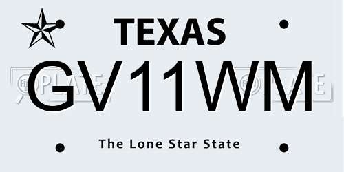 GV11WM Texas License Plate