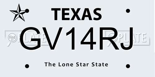 GV14RJ Texas License Plate