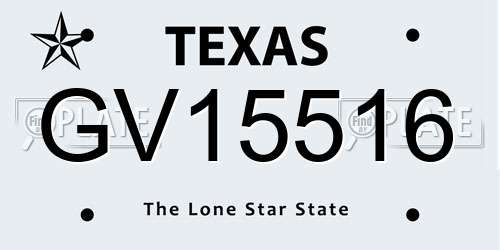 GV15516 Texas License Plate