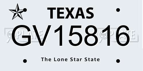 GV15816 Texas License Plate