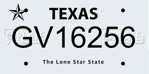 GV16256 Texas License Plate