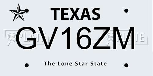 GV16ZM Texas License Plate