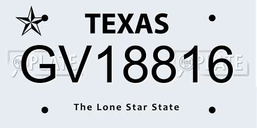 GV18816 Texas License Plate