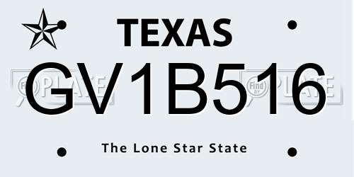 GV1B516 Texas License Plate