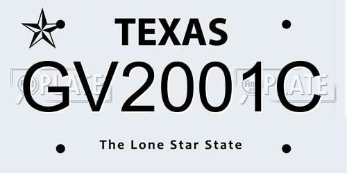 GV2001C Texas License Plate