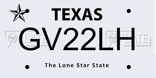 GV22LH Texas License Plate