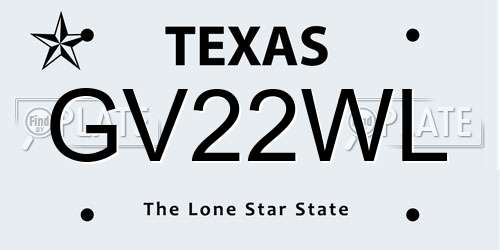 GV22WL Texas License Plate