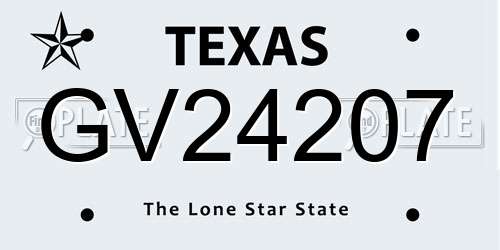 GV24207 Texas License Plate