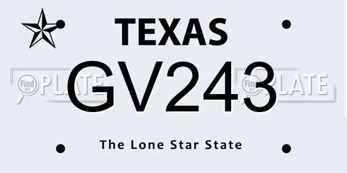 GV243 Texas License Plate