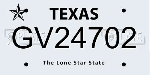 GV24702 Texas License Plate