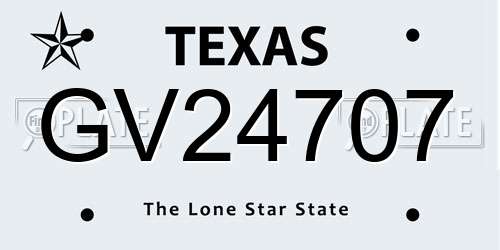 GV24707 Texas License Plate
