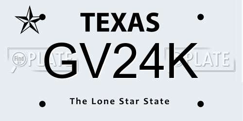 GV24K Texas License Plate