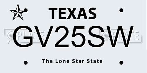 GV25SW Texas License Plate