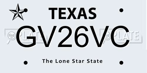 GV26VC Texas License Plate