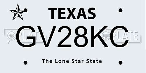 GV28KC Texas License Plate