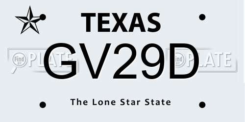 GV29D Texas License Plate
