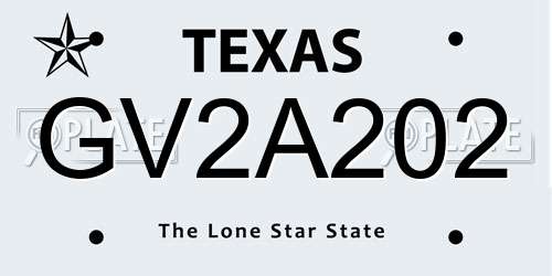 GV2A202 Texas License Plate