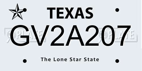 GV2A207 Texas License Plate