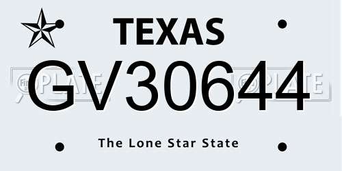 GV30644 Texas License Plate