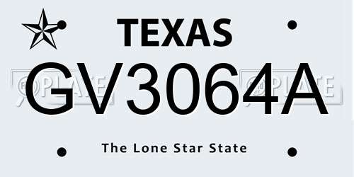 GV3064A Texas License Plate