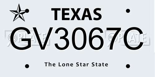 GV3067C Texas License Plate
