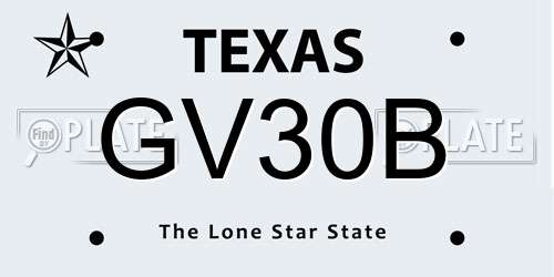 GV30B Texas License Plate