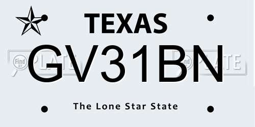 GV31BN Texas License Plate