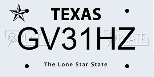 GV31HZ Texas License Plate