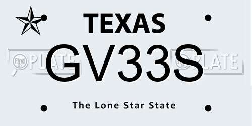 GV33S Texas License Plate