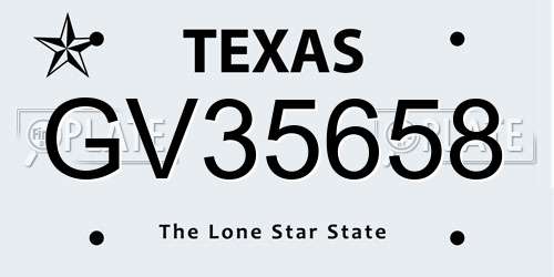 GV35658 Texas License Plate