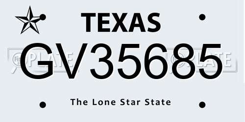 GV35685 Texas License Plate