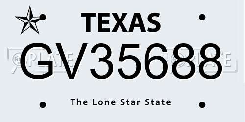 GV35688 Texas License Plate