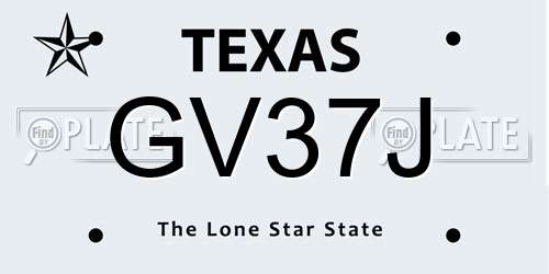 GV37J Texas License Plate