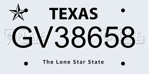 GV38658 Texas License Plate