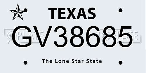 GV38685 Texas License Plate