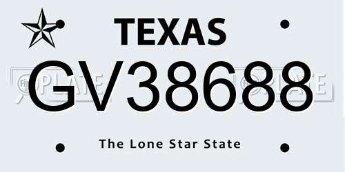 GV38688 Texas License Plate